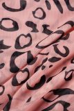 Pink Sexy Print See-through Turtleneck Sleeveless Dress Dresses