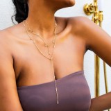 Gold Casual Geometric Patchwork Necklaces