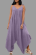 Light Purple Casual Solid Backless Spaghetti Strap Loose Jumpsuits