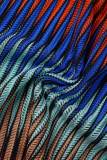 Multicolor Sexy Street Party Gradual Change Geometric Frenulum Halter One Step Skirt Dresses