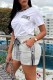 White Casual Print Patchwork Letter O Neck Short Sleeve Two Pieces