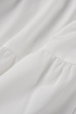 White Casual Solid Basic Turndown Collar Long Sleeve Two Pieces