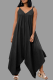 Black Casual Solid Backless Spaghetti Strap Loose Jumpsuits