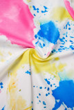 Multicolor Casual Print Tie Dye Basic O Neck Short Sleeve Two Pieces