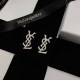 White Gold Street Letter Rhinestone Earrings