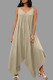 Cream White Casual Solid Backless Spaghetti Strap Loose Jumpsuits