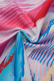 Multicolor Casual Street Simplicity Print Frenulum Backless Halter Irregular Dress Dresses