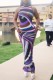 Purple Casual Print Basic O Neck Long Dress Dresses