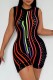 Black Casual Patchwork Hollowed Out O Neck Skinny Romper