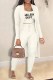 White Casual Print Letter Cardigan Collar Long Sleeve Three Pieces
