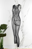 Black Sexy Solid See-through Skinny Jumpsuits