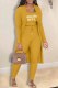 Yellow Casual Print Letter Cardigan Collar Long Sleeve Three Pieces