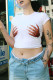 White Street Print Patchwork O Neck T-Shirts