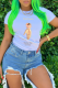White Street Vintage Print Patchwork Letter O Neck T-Shirts
