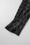 Black Sexy Solid Patchwork See-through Backless Halter Skinny Jumpsuits