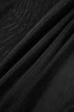 Black Sexy Patchwork The stars See-through O Neck Long Sleeve Two Pieces