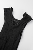 Black Sexy Solid See-through Skinny Jumpsuits