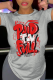 Grey Sportswear Vintage Print Patchwork O Neck T-Shirts