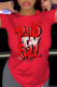 Red Sportswear Vintage Print Patchwork O Neck T-Shirts