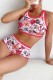 Rose Red Sexy Print Patchwork Swimwears (With Paddings)