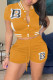 Earth Yellow Casual Letter Print Patchwork Short Sleeve Two Pieces