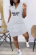 Grey Street Print Letter V Neck One Step Skirt Dresses