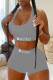 Grey Sexy Casual Print Patchwork U Neck Sleeveless Two Pieces