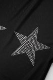 Black Sexy Patchwork The stars See-through O Neck Long Sleeve Two Pieces