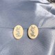 Beige Simplicity Letter Rhinestone Earrings