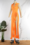 Yellow Casual Solid Patchwork Slit V Neck Sleeveless Two Pieces