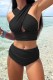 Black Sexy Solid Patchwork Backless Swimwears (With Paddings)
