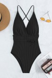 Green Sexy Solid Backless Cross Straps Swimwears (With Paddings)