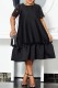 Black Casual Solid Patchwork O Neck Short Sleeve Dress Dresses