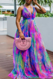 Red Sexy Print Patchwork Spaghetti Strap A Line Dresses