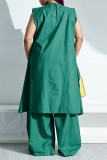 Red Casual Solid Patchwork O Neck Sleeveless Two Pieces