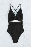 Green Sexy Solid Backless Cross Straps Swimwears (With Paddings)
