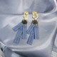 The cowboy blue Street Letter Patchwork Earrings