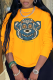 Yellow Casual Cute Print Patchwork O Neck Tops