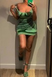 Pink Sexy Print Backless Spaghetti Strap Sleeveless Dress Dresses