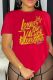 Red Street Vintage Print Patchwork Letter O Neck T-Shirts