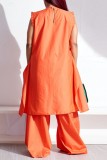 Red Casual Solid Patchwork O Neck Sleeveless Two Pieces