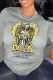 Grey Casual Daily Print Patchwork O Neck Tops