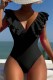 Black Sexy Solid Patchwork Backless Swimwears (With Paddings)
