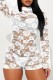 White Sexy Solid Patchwork See-through Turtleneck Skinny Romper