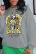 Grey Casual Daily Print Patchwork O Neck Tops