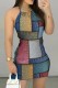 Colour Sexy Casual Print Bandage Backless O Neck Sleeveless Dress Dresses