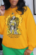 Yellow Casual Daily Print Patchwork O Neck Tops