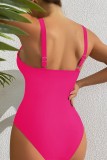 Black Sexy Solid Bandage Hollowed Out Backless Swimwears (With Paddings)