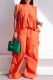 Orange Casual Solid Patchwork O Neck Sleeveless Two Pieces