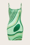 Pink Sexy Print Backless Spaghetti Strap Sleeveless Dress Dresses